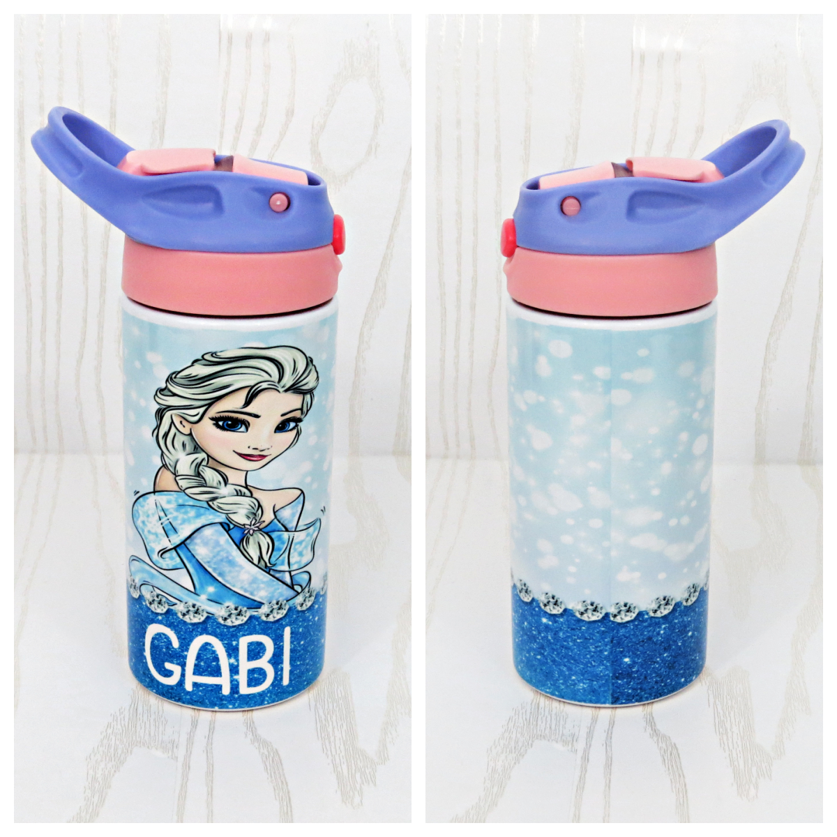 12 oz Stainless Steel Princess Water Bottles - Blue Ice Queen