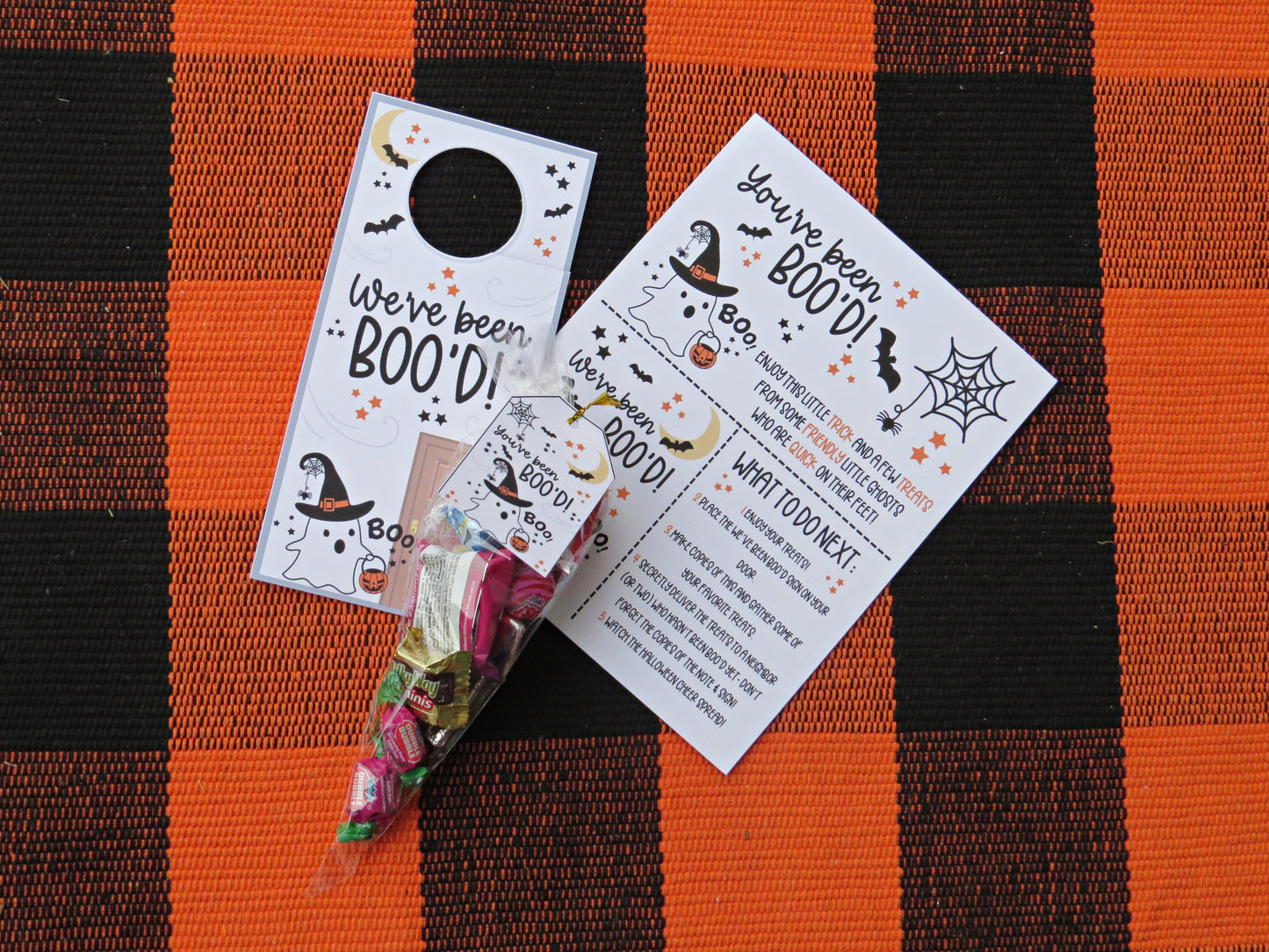 You've Been Boo'ed Halloween Treat Bags -  Unique Halloween Game with Instructions Door Hanger and more - Just Add Candy Greeting Cards - Gift for Him Her Boy Girl Note