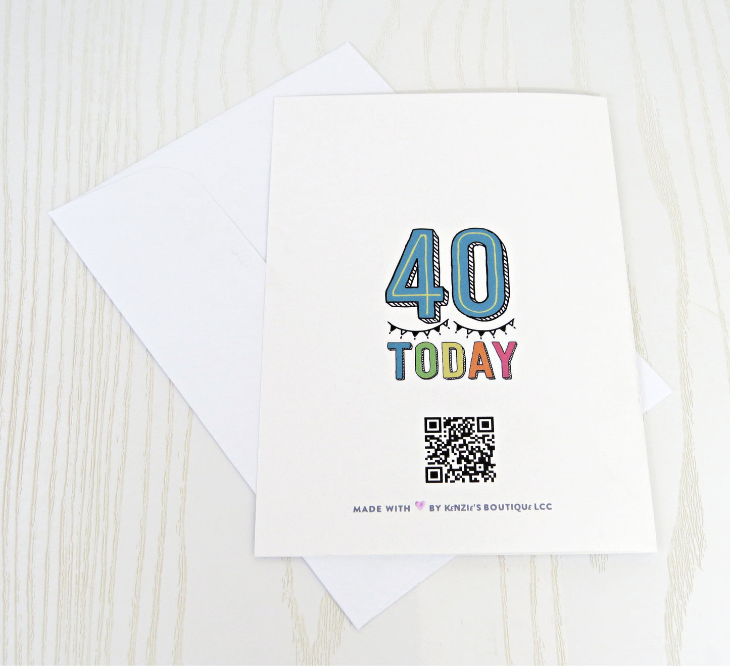 40th Birthday Card - Forty Card Celebration - Unique Gift Card Holder - Folded Card for Him, Her, Girl Boy