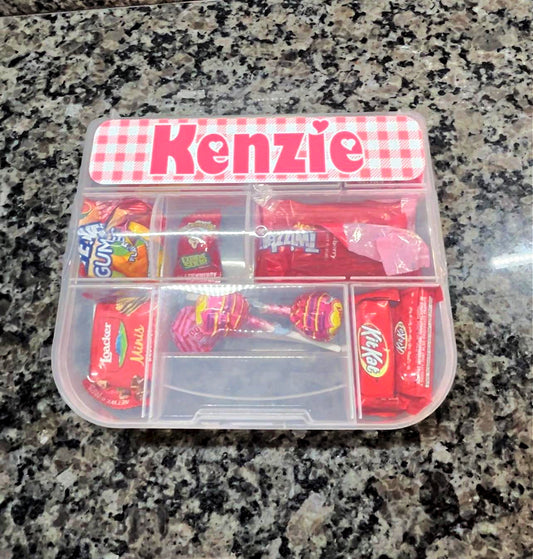 Valentines Day Personalized Snack Box - Snacklebox Custom Case - Hard Box with Snap-Tight Lid - Vacation Food Saver - Car Ride Snack Holder