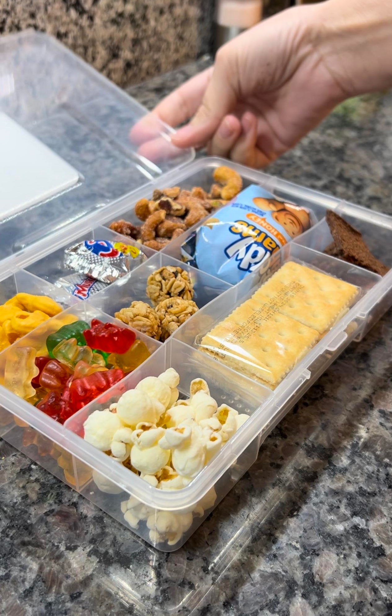 Personalized Snack Box - Snacklebox Custom Case Spring Break Vacation - Hard Box with Snap-Tight Lid - Vacation Food Saver - Car Ride Snack Holder