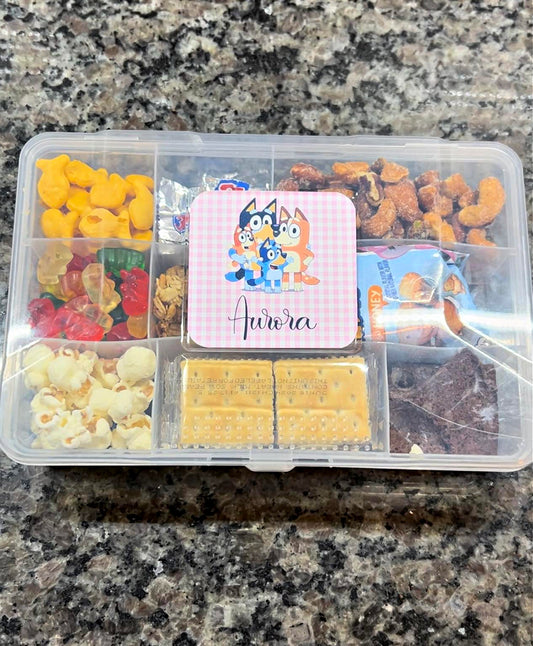 Personalized Snack Box - Snacklebox Custom Case Spring Break Vacation - Hard Box with Snap-Tight Lid - Vacation Food Saver - Car Ride Snack Holder