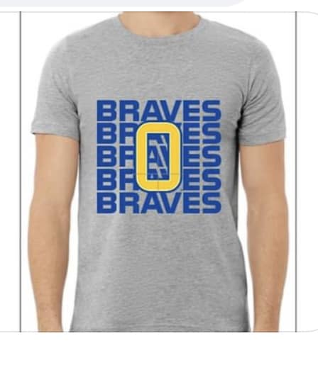 ADULT Grey Bella & Canvas Unisex Heather T-Shirt Olentangy Braves Braves Braves