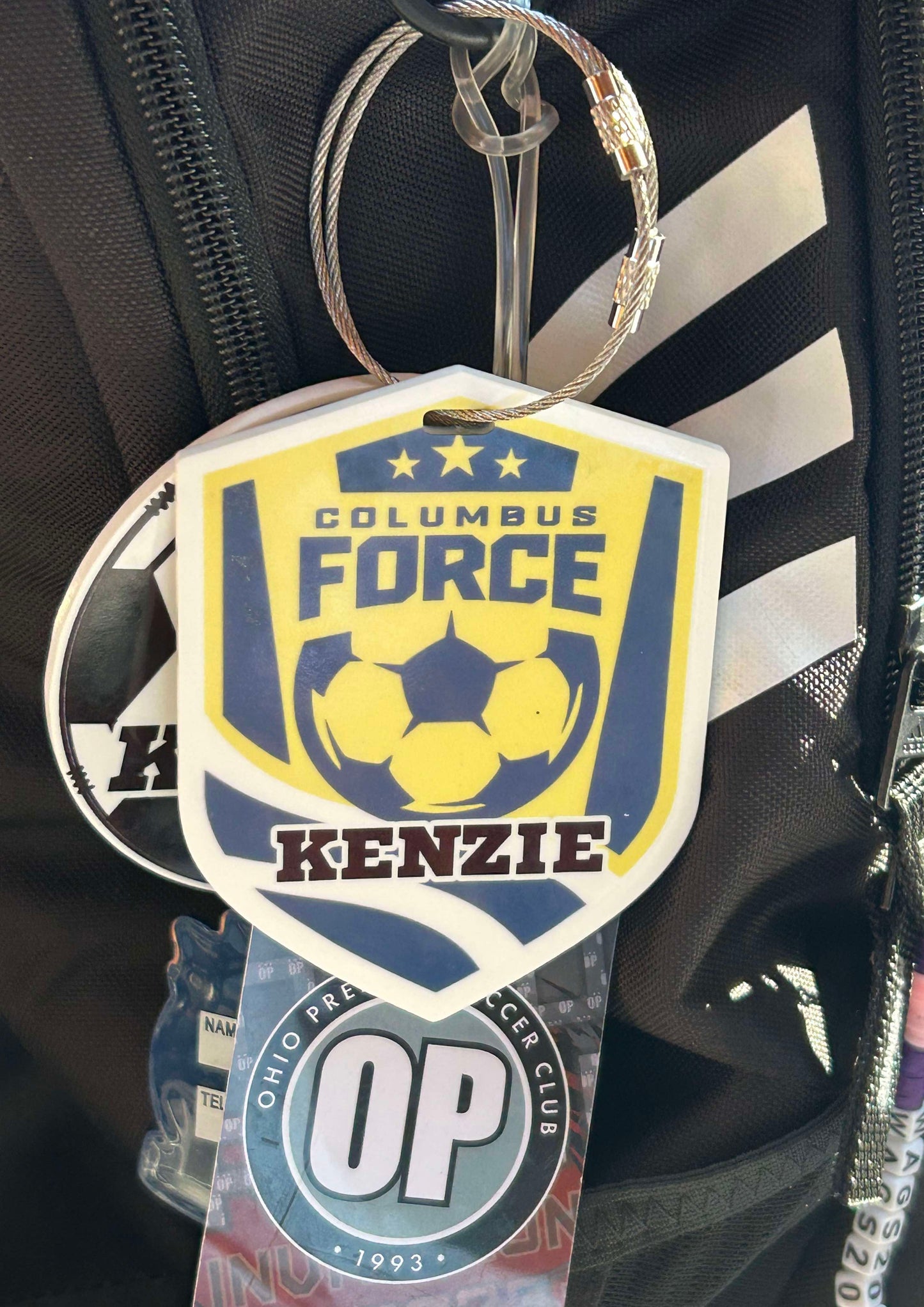 Columbus Force Logo Soccer Bag Tag Personalized with Name - Custom Sports Keychain