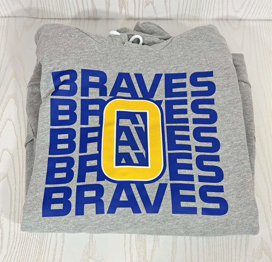 ADULT Grey Bella & Canvas Unisex Fleece Sweatshirt Olentangy Braves Braves Braves