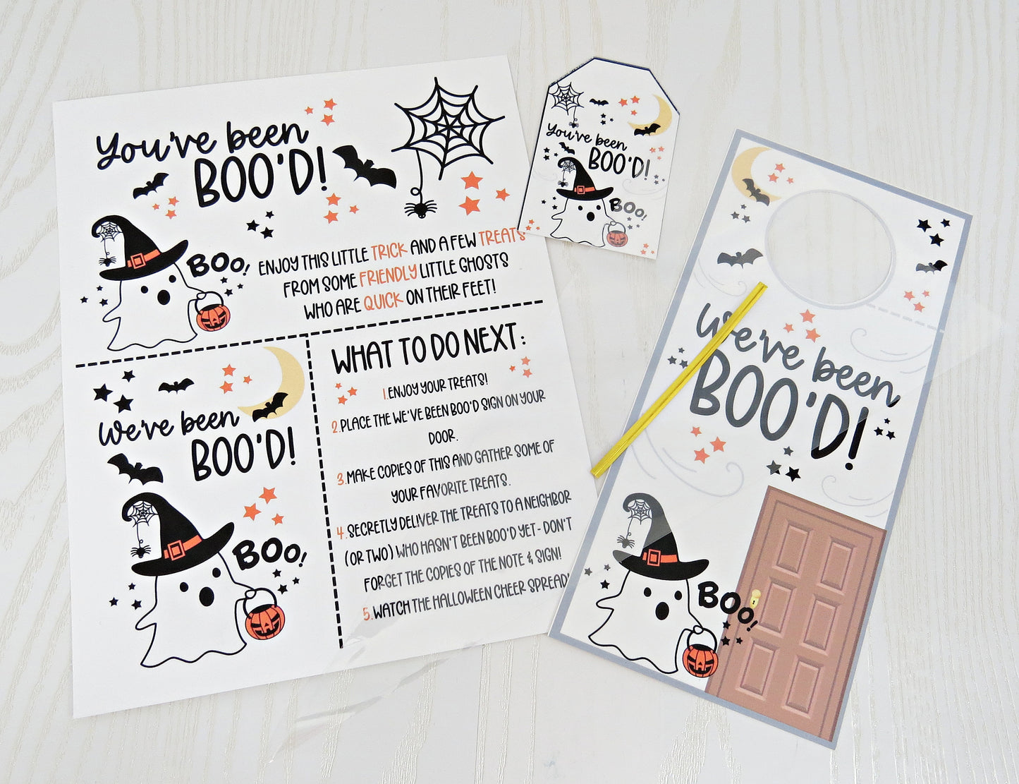 You've Been Boo'ed Halloween Treat Bags -  Unique Halloween Game with Instructions Door Hanger and more - Just Add Candy Greeting Cards - Gift for Him Her Boy Girl Note