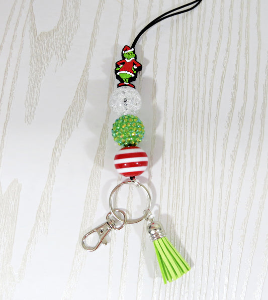 Kenzie's Boutique Handmade Green Man Lanyard - Stylish Cute Beaded Design - Breakaway Clasp for ID Badges and Keys