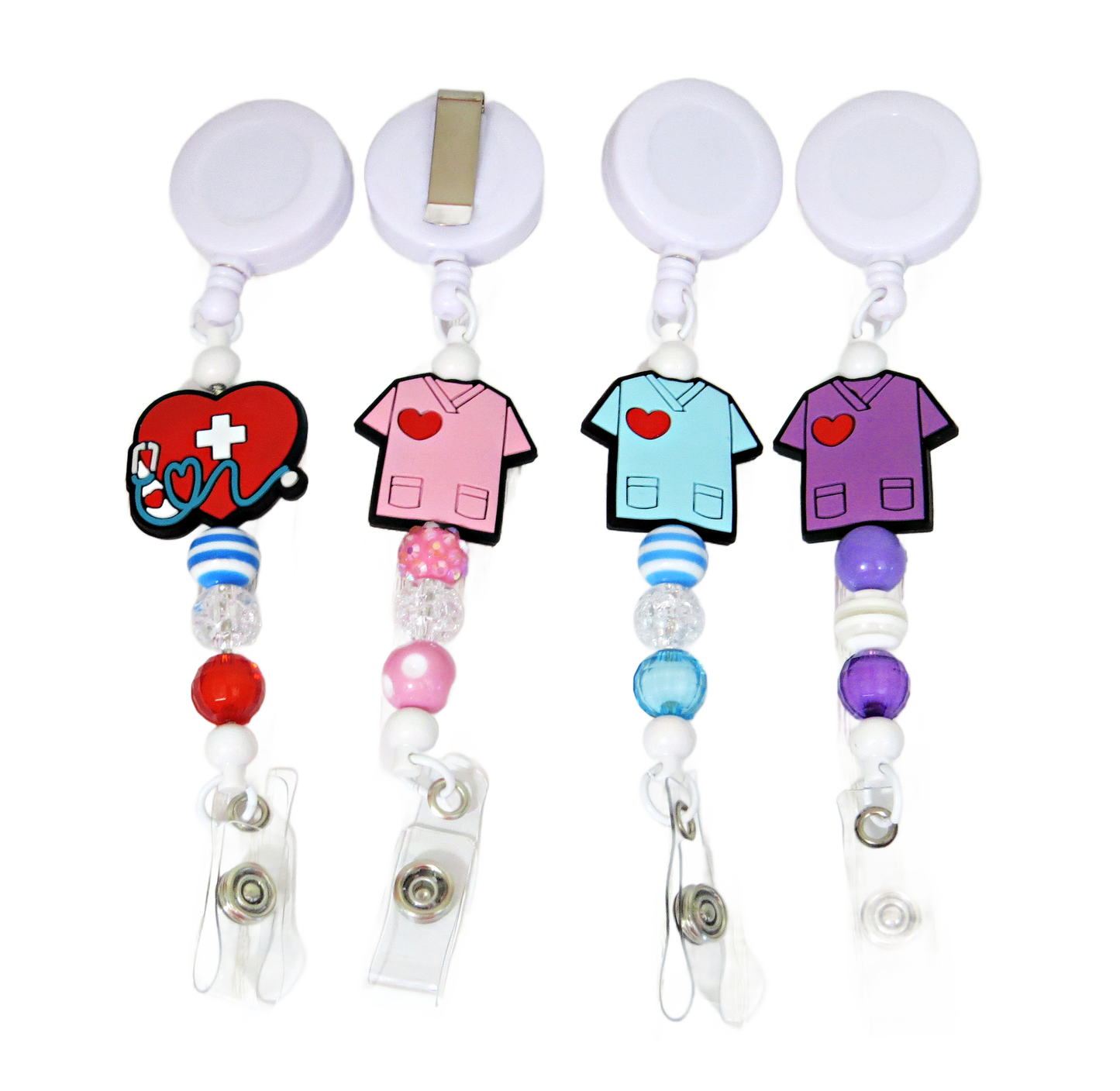 Kenzie's Boutique Handmade Retractable Nurse Badge Reel Lanyard - Stylish Cute Beaded Design - Breakaway Clasp for ID Badges and Keys - Appreciation Week - Graduation Gift- Practitioner - School Hospital Scrubs