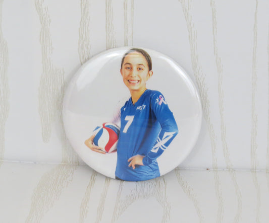 3" Next Volleyball Club Buttons - Plastic Badge Custom with Picture