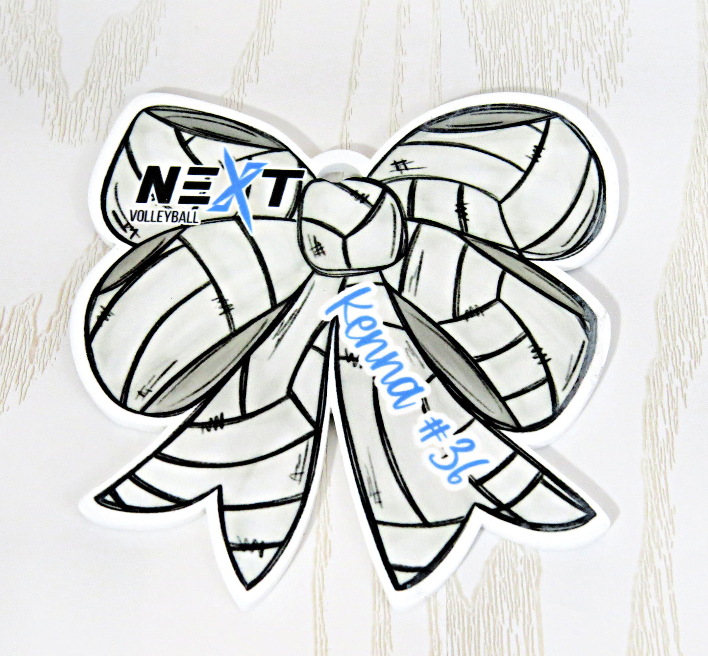 Next Volleyball Bow Bag Tag Personalized with Name - Kids Bag Name Tag Keychain