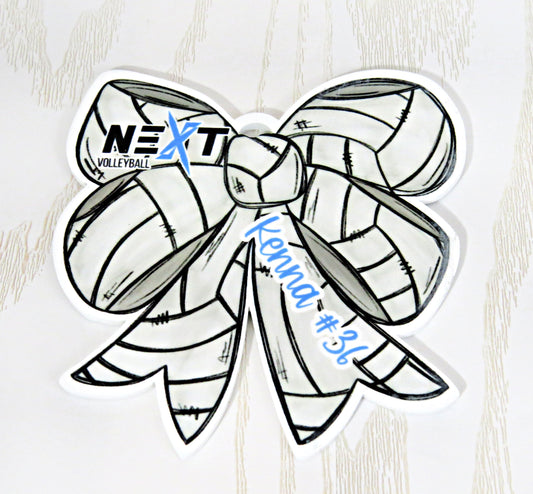 Next Volleyball Bow Bag Tag Personalized with Name - Kids Bag Name Tag Keychain