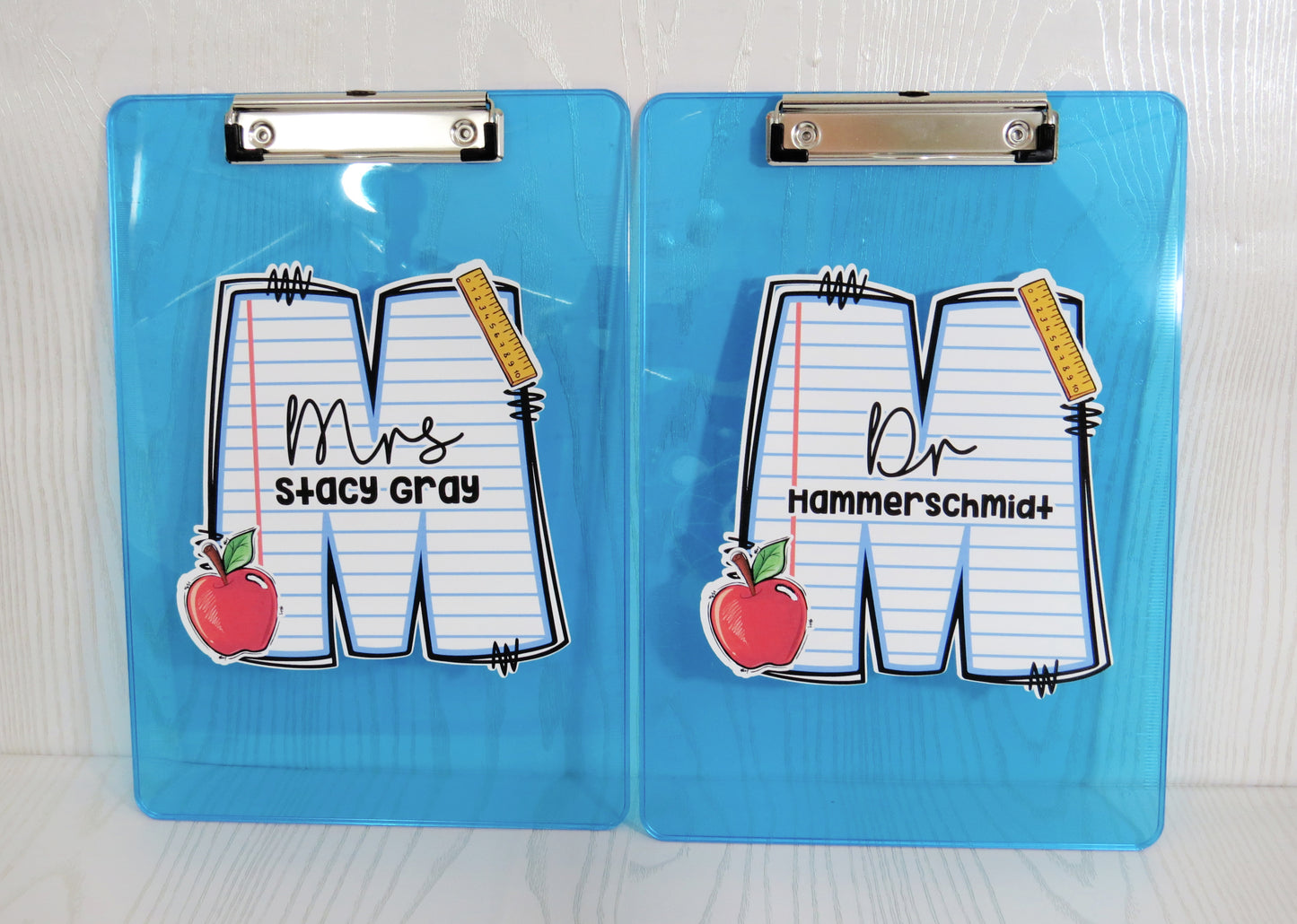 Kenzie's Boutique Handmade Teacher Colored Notebook Clipboard Personalized - Back to School Gift - Kids Supplies - Teacher Appreciation Gift from Student Custom White - Must Haves Essentials for Classroom