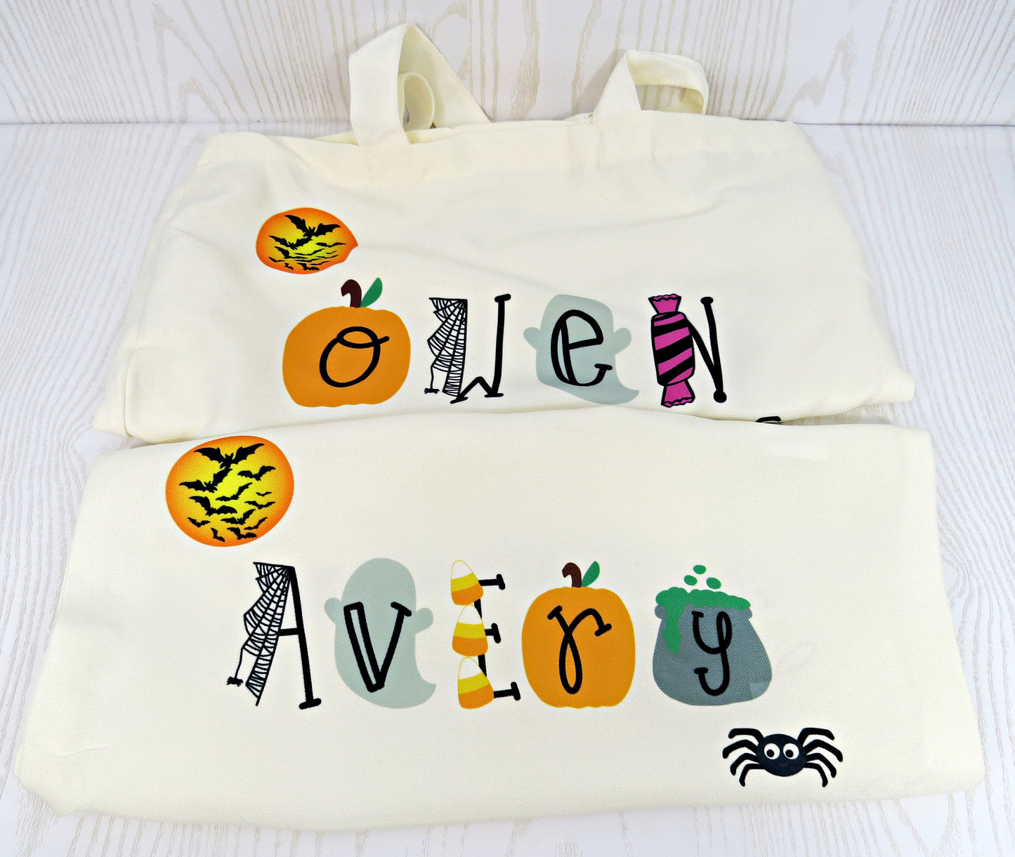 Halloween Candy Tote for Candy - Personalized Trick or Treat Bag with Handles - Reusable Custom Basket