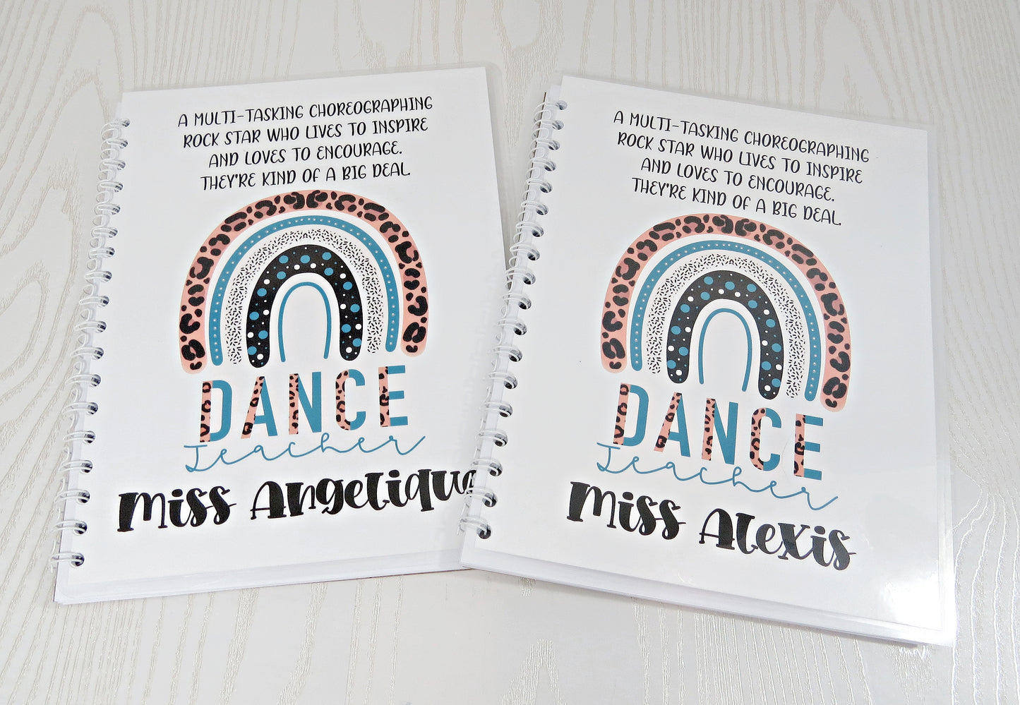 Personalized Dance Teacher Appreciation Spiral Notebook - Teach Love Inspire Custom Teacher Gifts & School Supplies - Great for Classroom or Home Use - Weekly Planner Note Pad