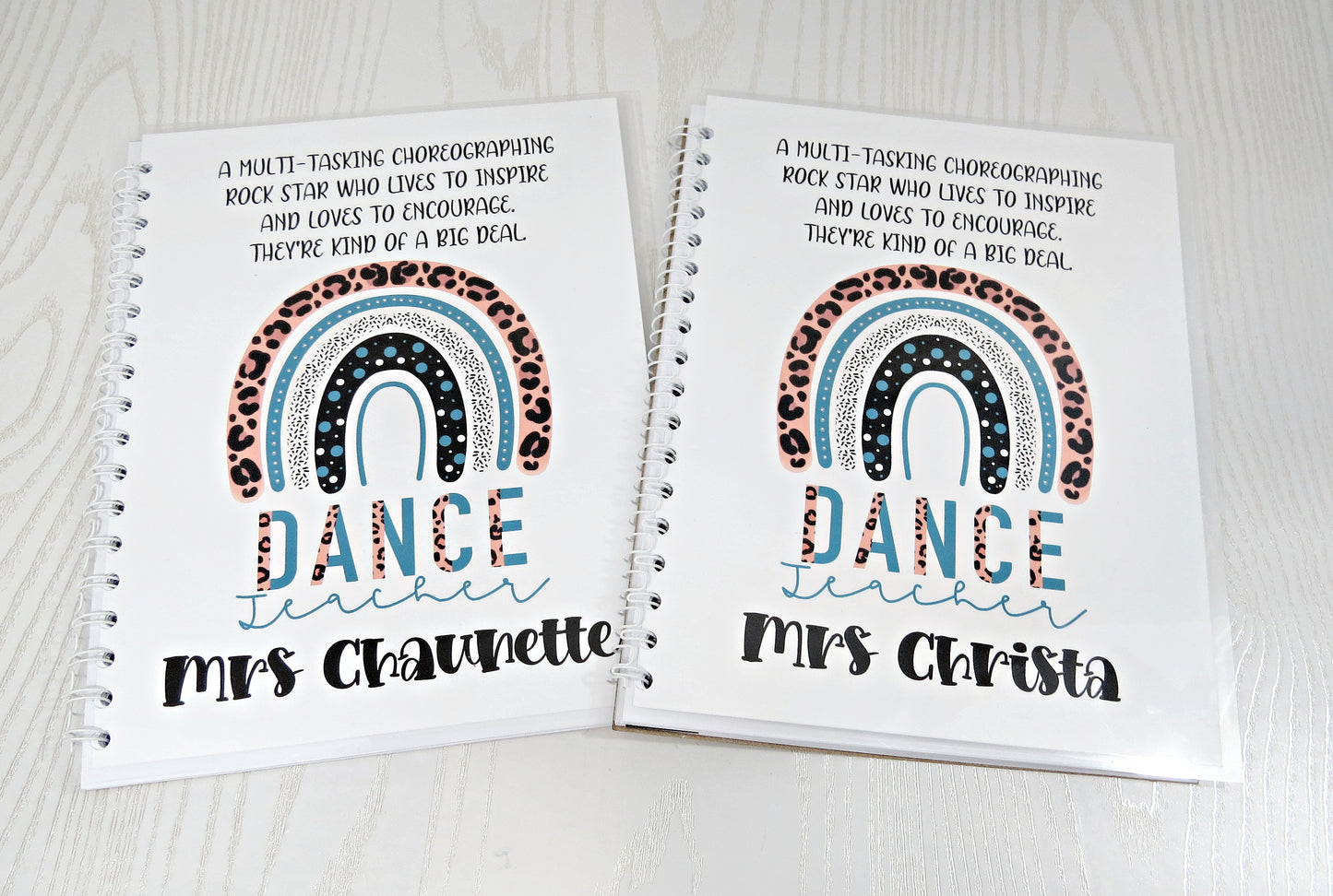 Personalized Dance Teacher Appreciation Spiral Notebook - Teach Love Inspire Custom Teacher Gifts & School Supplies - Great for Classroom or Home Use - Weekly Planner Note Pad