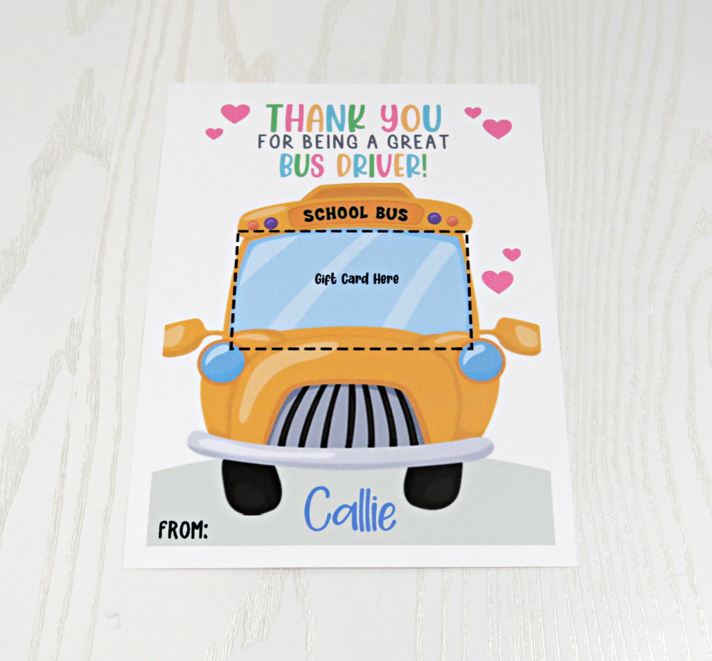 Bus Driver Gift Card Holder - End of Year Appreciation Gift - Unique Busman Card - Thank You Card