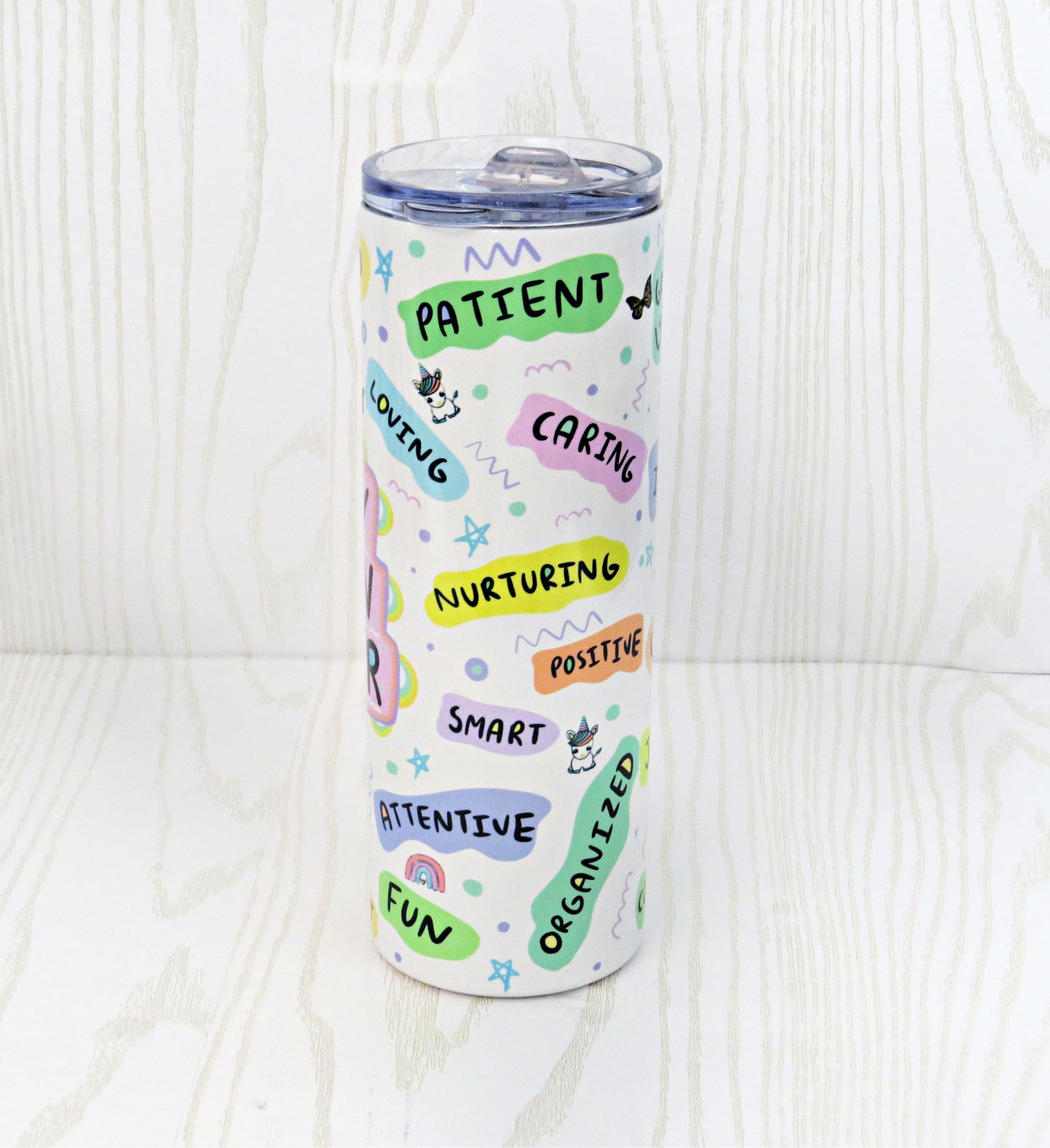 20 oz Tiny Human Tamer Stainless Steel Tumbler - Teachers Christmas Holiday Gift - Secret Santa - Grandma Nana Custom Daily Affirmations