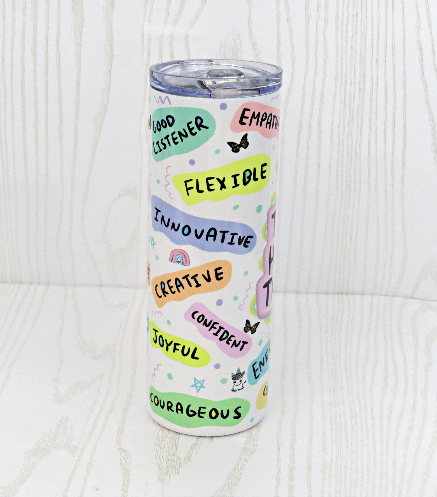 20 oz Tiny Human Tamer Stainless Steel Tumbler - Teachers Christmas Holiday Gift - Secret Santa - Grandma Nana Custom Daily Affirmations