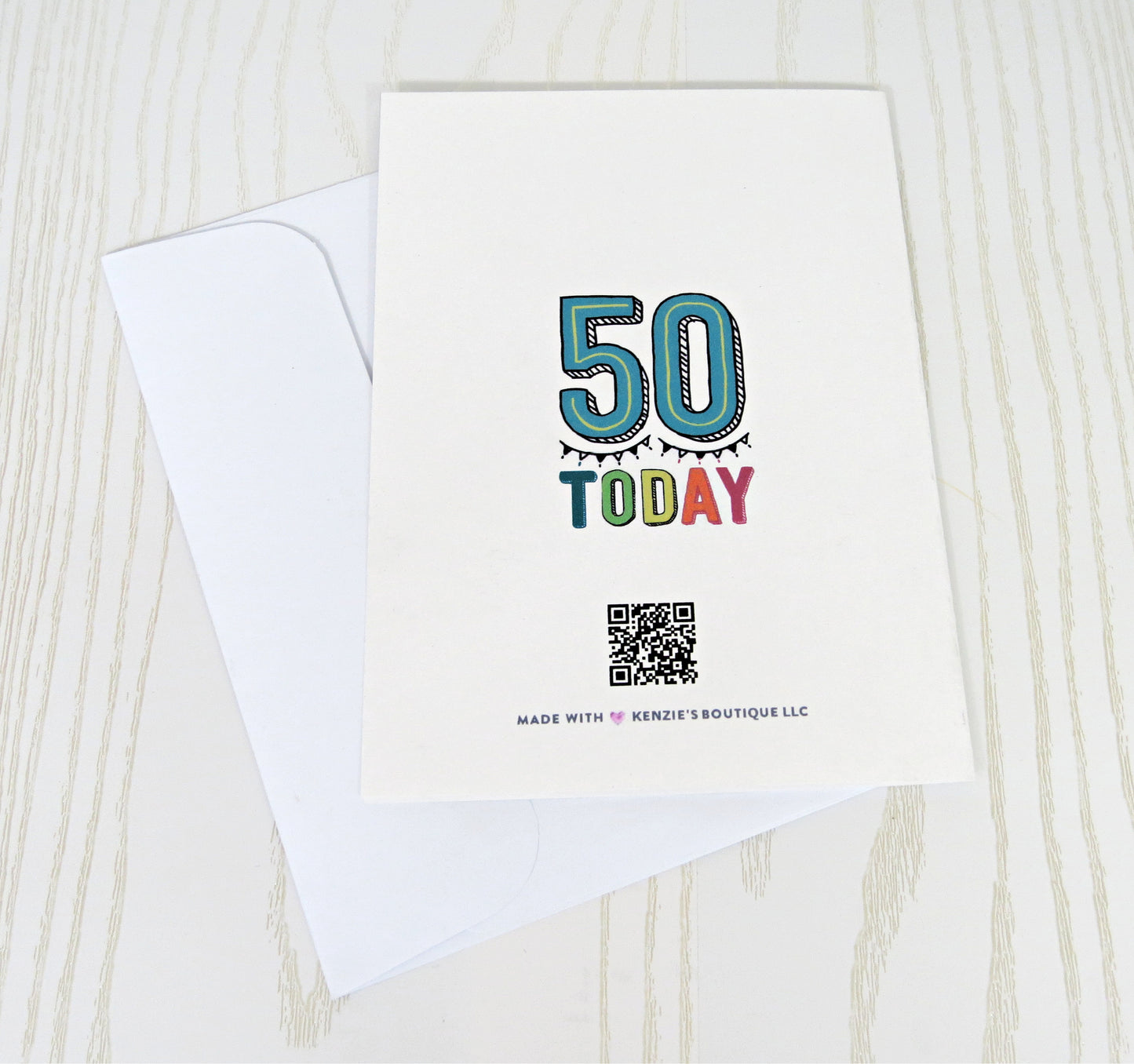 50th Birthday Card - Fifty Card Celebration - Unique Gift Card Holder - Folded Card for Him, Her, Women, Men, Grandma, Grandpa