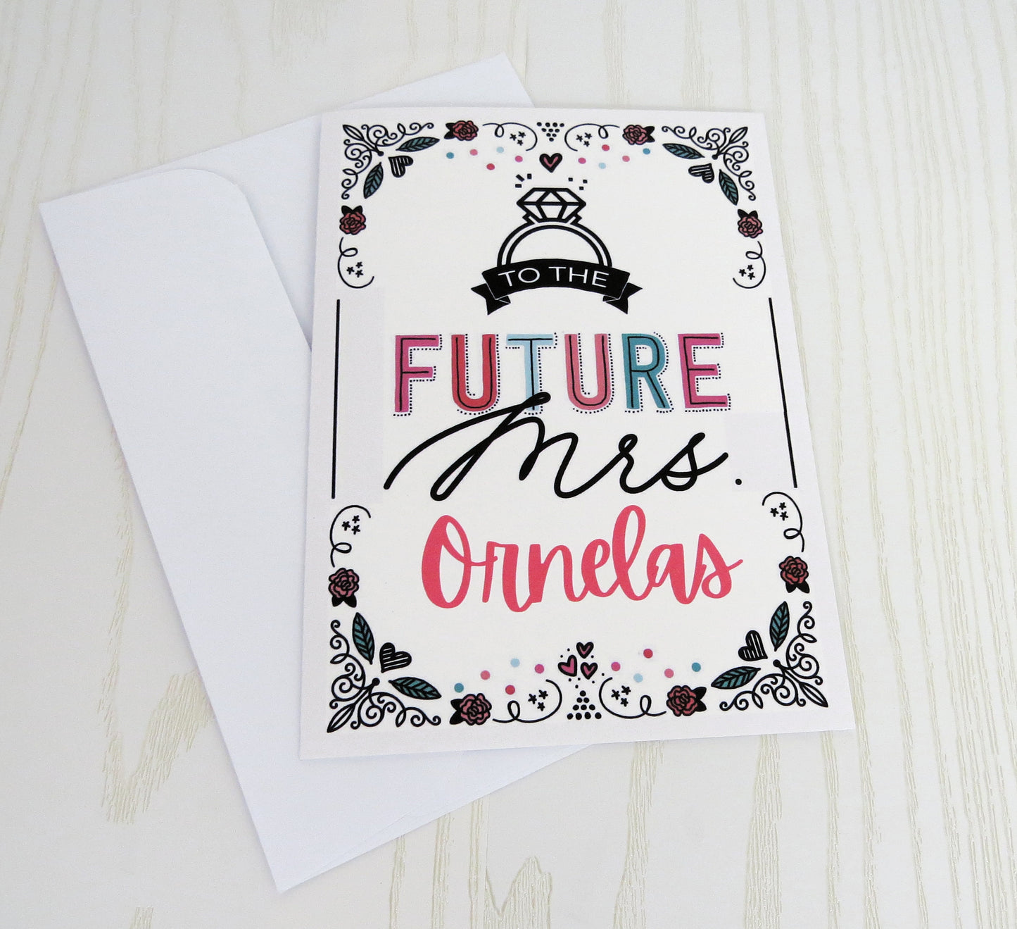 Personalized To the Future Mrs Card - Wedding Bridal Shower Engagement Party Celebration - Bride to Be Unique Gift Card Holder Cash - Folded Card for Her