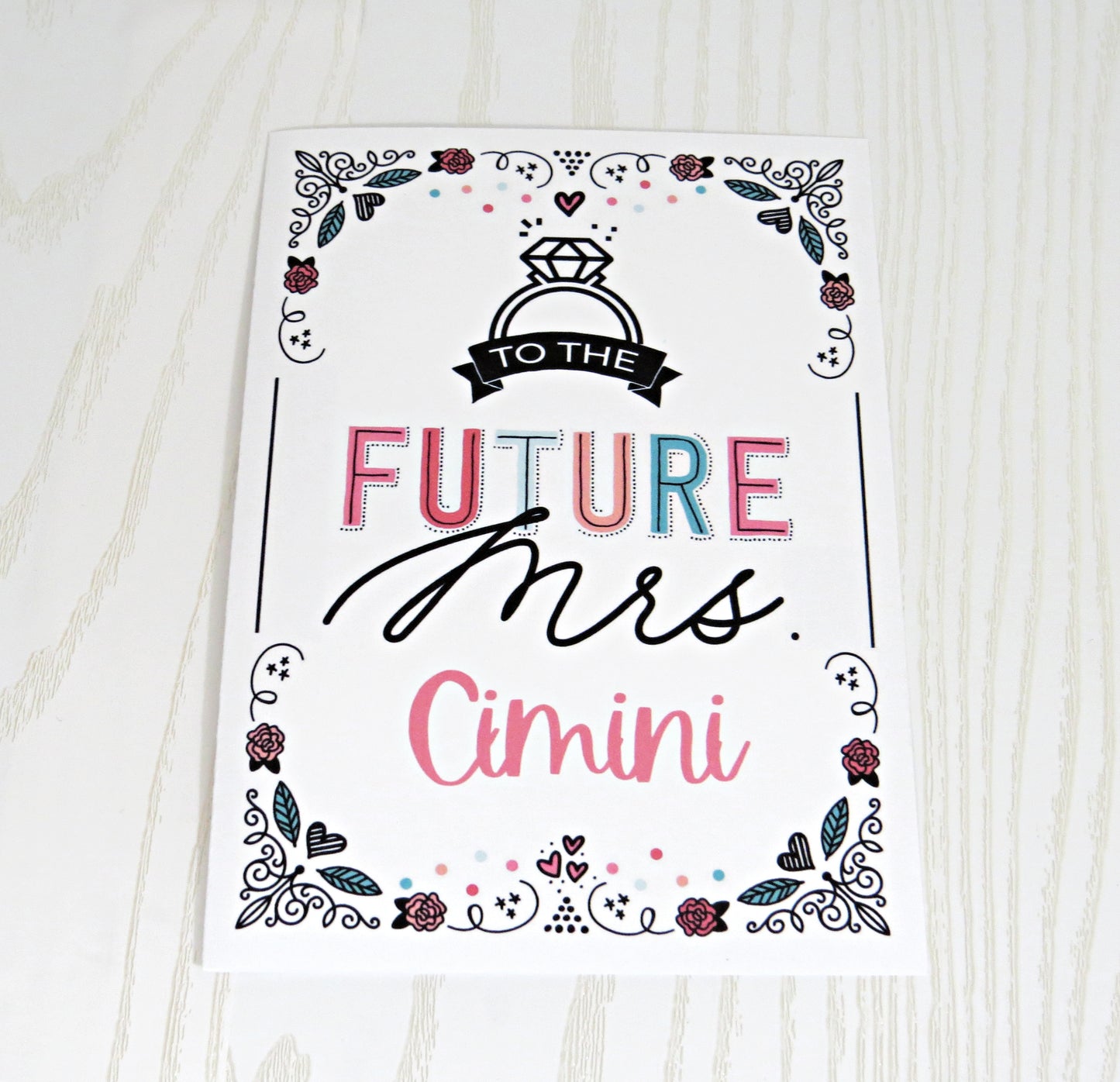 Personalized To the Future Mrs Card - Wedding Bridal Shower Engagement Party Celebration - Bride to Be Unique Gift Card Holder Cash - Folded Card for Her