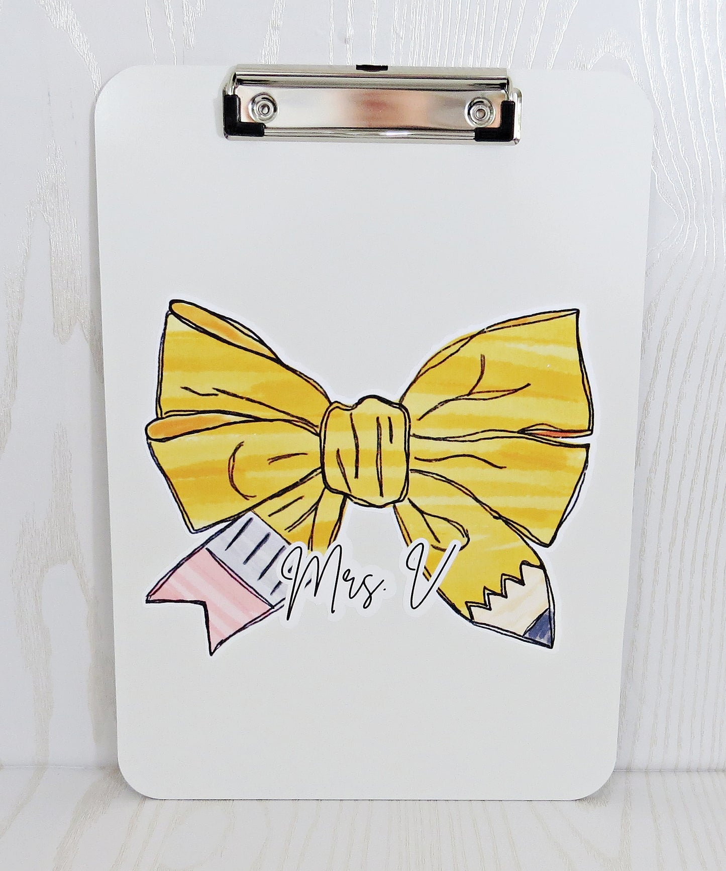 Kenzie's Boutique Handmade Teacher Clipboard Personalized - Back to School Gift - Kids Supplies - Teacher Appreciation Gift from Student Custom White - Must Haves Essentials for Classroom