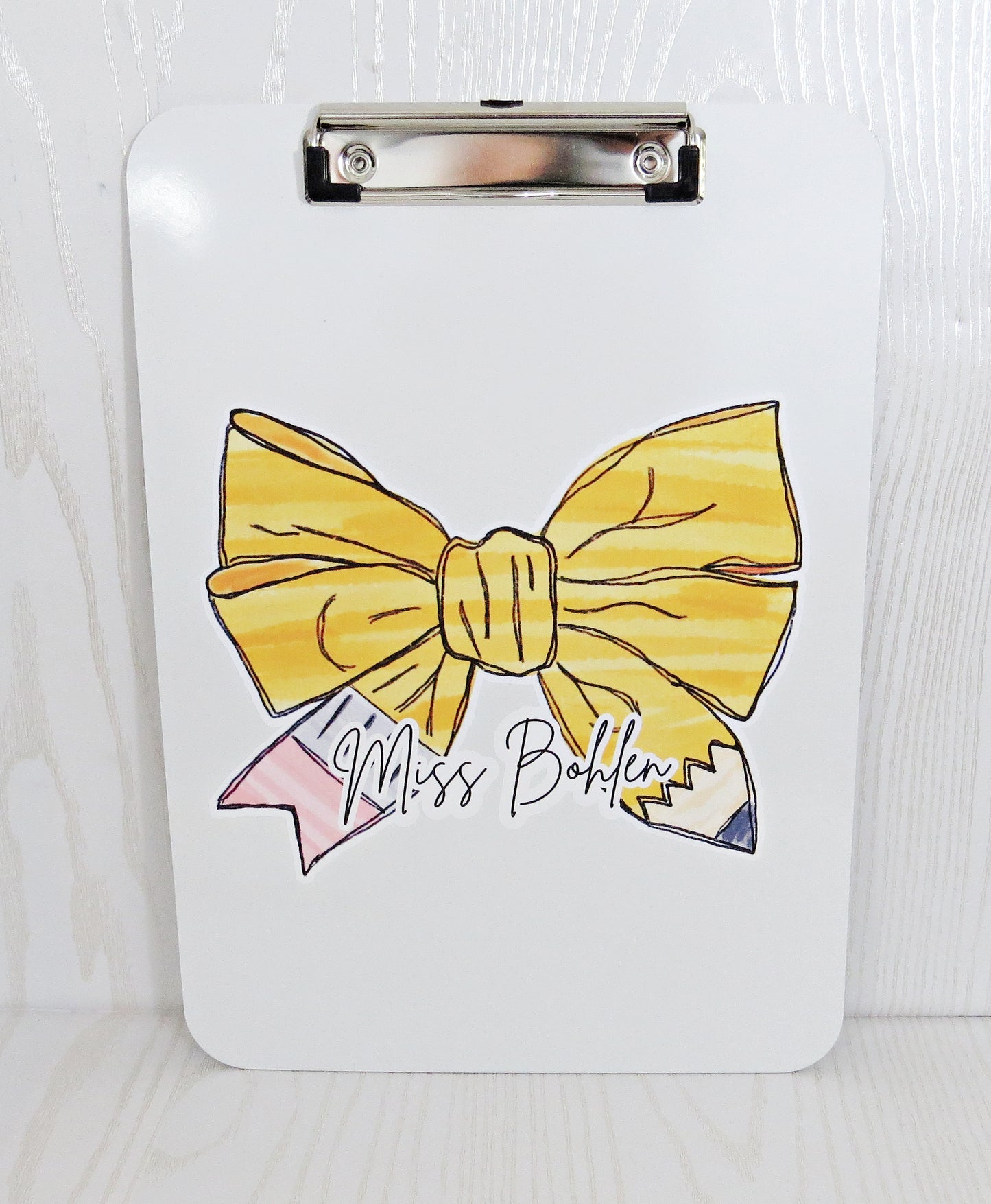 Kenzie's Boutique Handmade Teacher Clipboard Personalized - Back to School Gift - Kids Supplies - Teacher Appreciation Gift from Student Custom White - Must Haves Essentials for Classroom