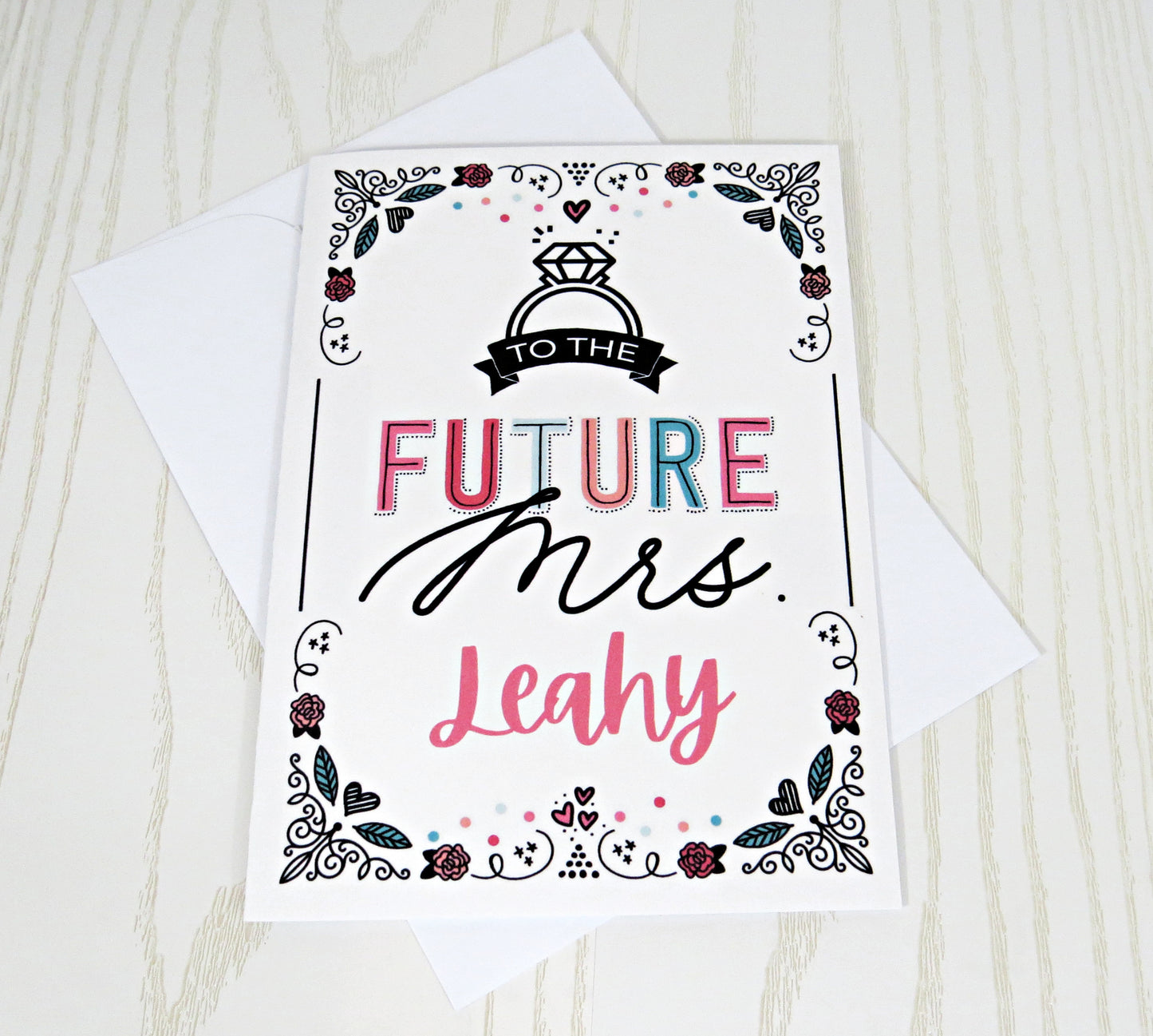 Personalized To the Future Mrs Card - Wedding Bridal Shower Engagement Party Celebration - Bride to Be Unique Gift Card Holder Cash - Folded Card for Her