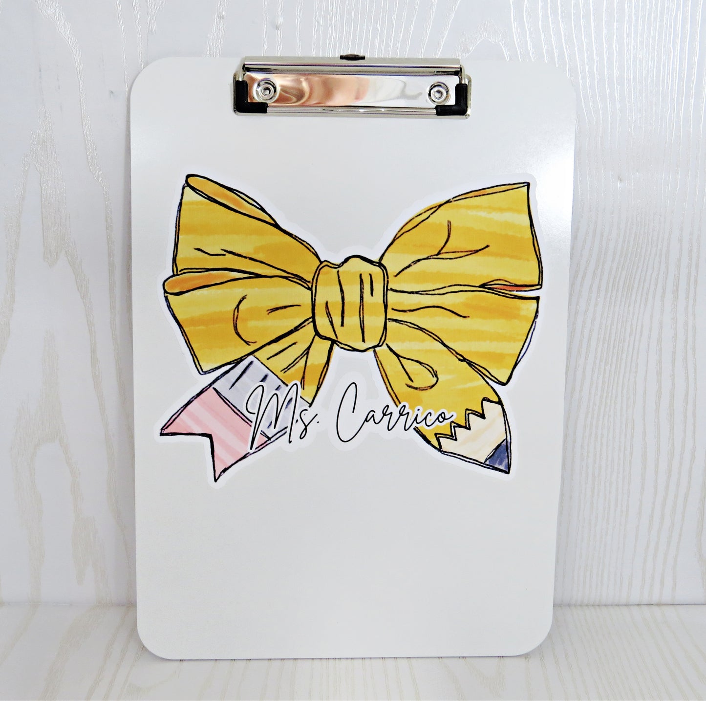 Kenzie's Boutique Handmade Teacher Clipboard Personalized - Back to School Gift - Kids Supplies - Teacher Appreciation Gift from Student Custom White - Must Haves Essentials for Classroom