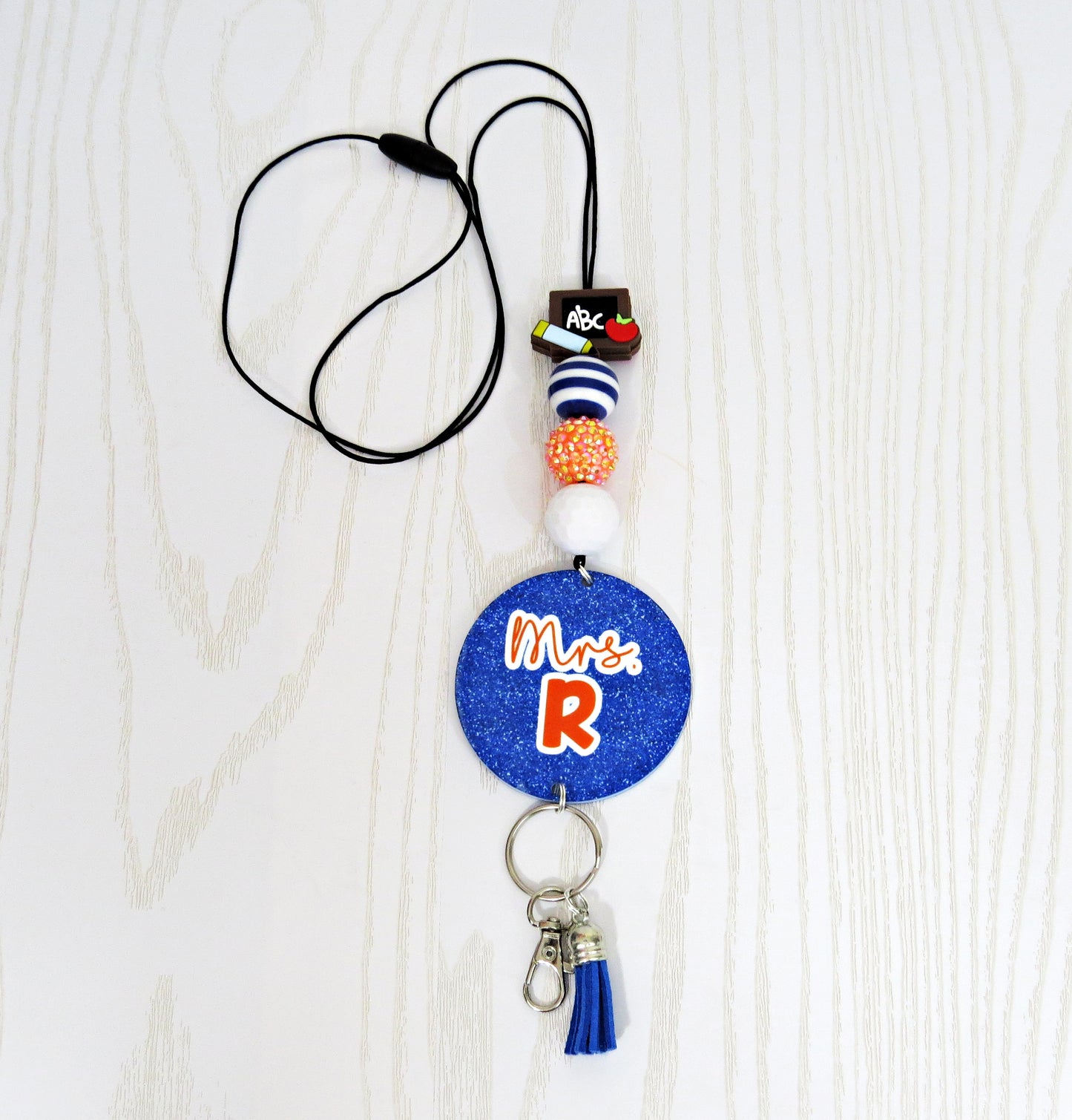 Kenzie's Boutique Handmade Personalized Olentangy Orange Lanyard - Stylish Cute Beaded Design - Breakaway Clasp for ID Badges and Keys - Gift-  School