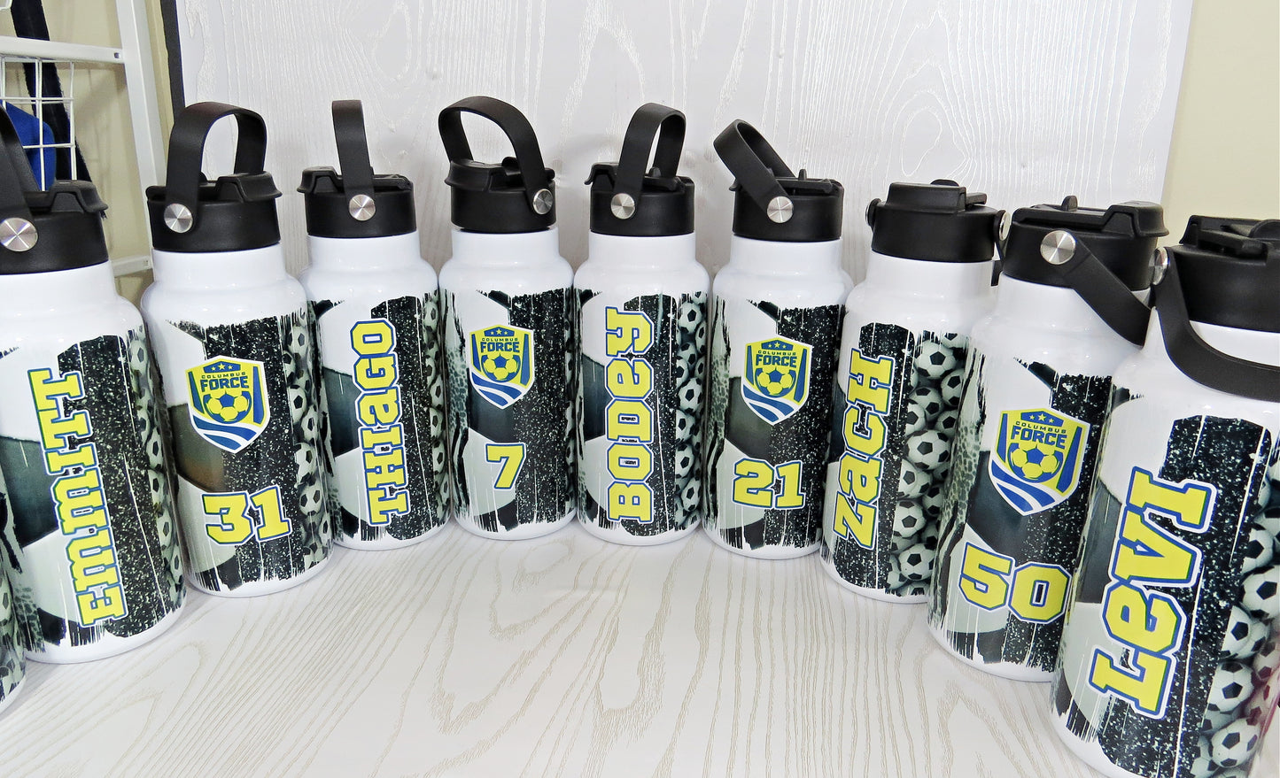 Columbus Force 32 oz Soccer Water Bottle Personalized with Name - Custom Sports Bottle