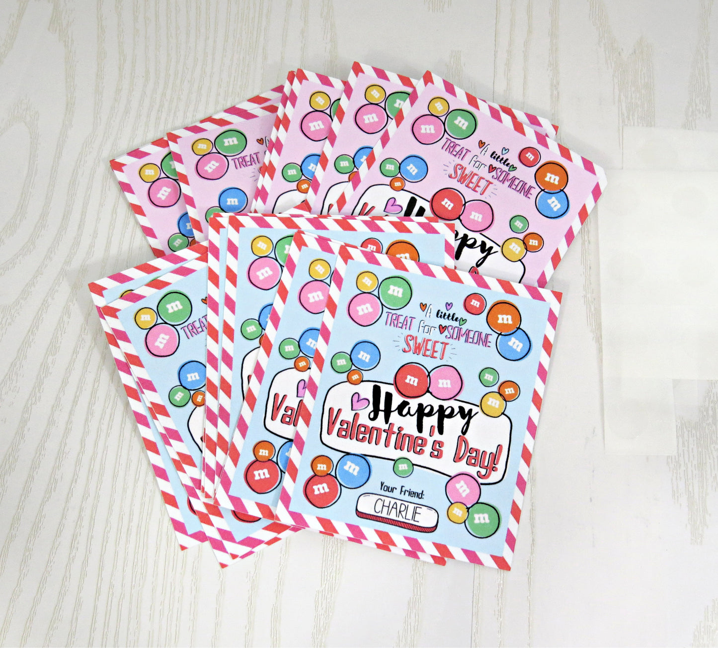 Personalized Coated Canted Valentines Day Cards - Unique Valentines Gift for Kids School- Just Add Candy Greeting Cards - Gift for Him Her Boy Girl Note