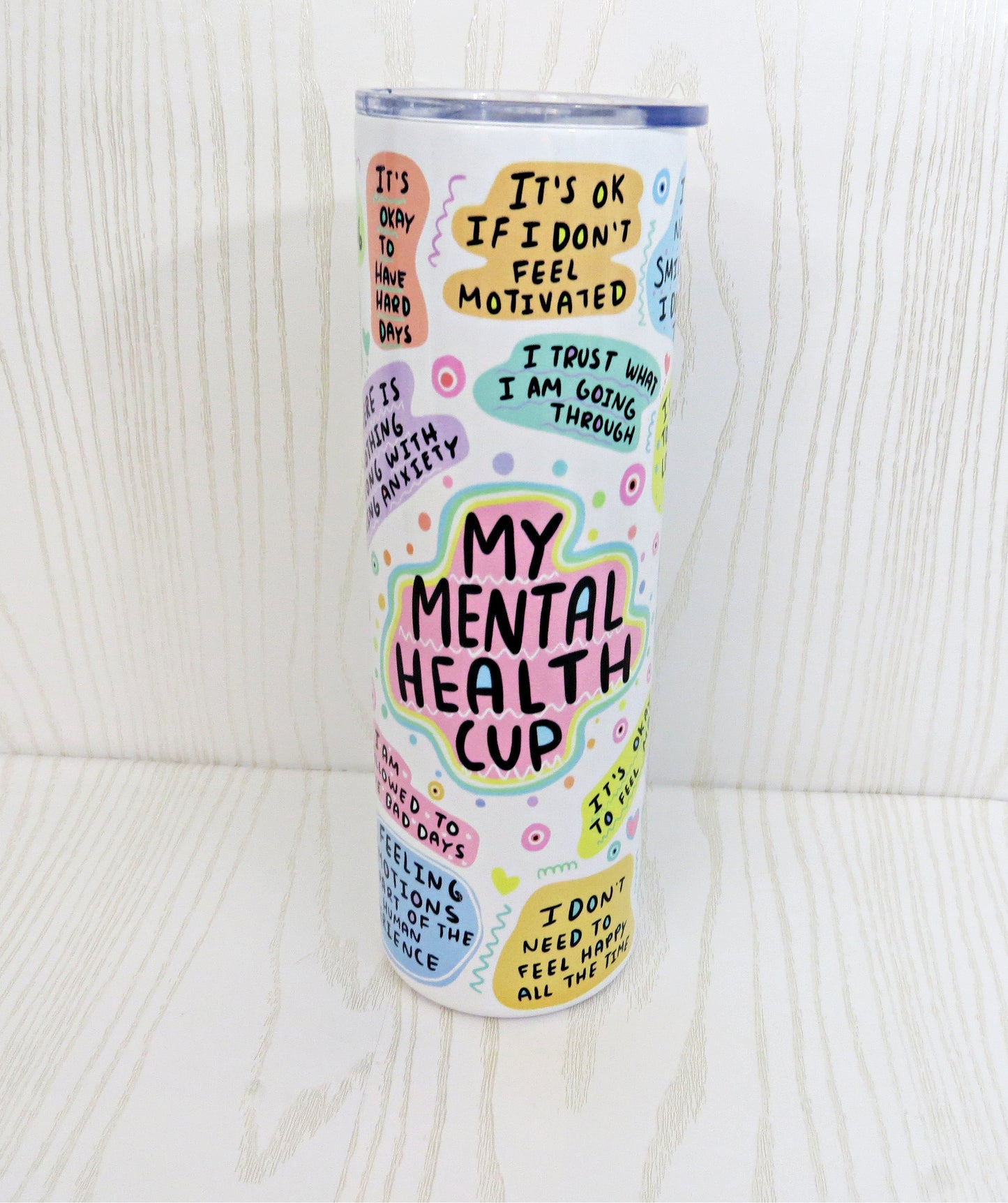 20 oz My Mental Health Stainless Steel Tumbler - Daily Affirmation Christmas Holiday Gift - Secret Santa - Grandma Nana Custom Awareness Week Month