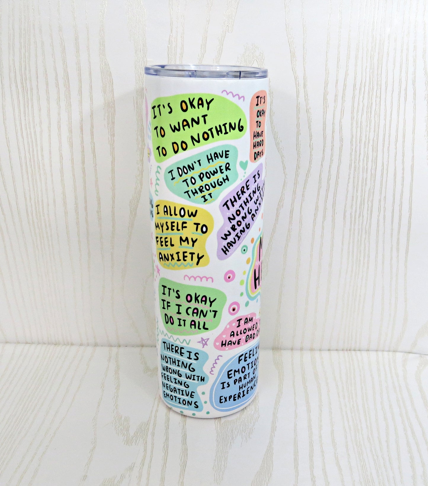 20 oz My Mental Health Stainless Steel Tumbler - Daily Affirmation Christmas Holiday Gift - Secret Santa - Grandma Nana Custom Awareness Week Month