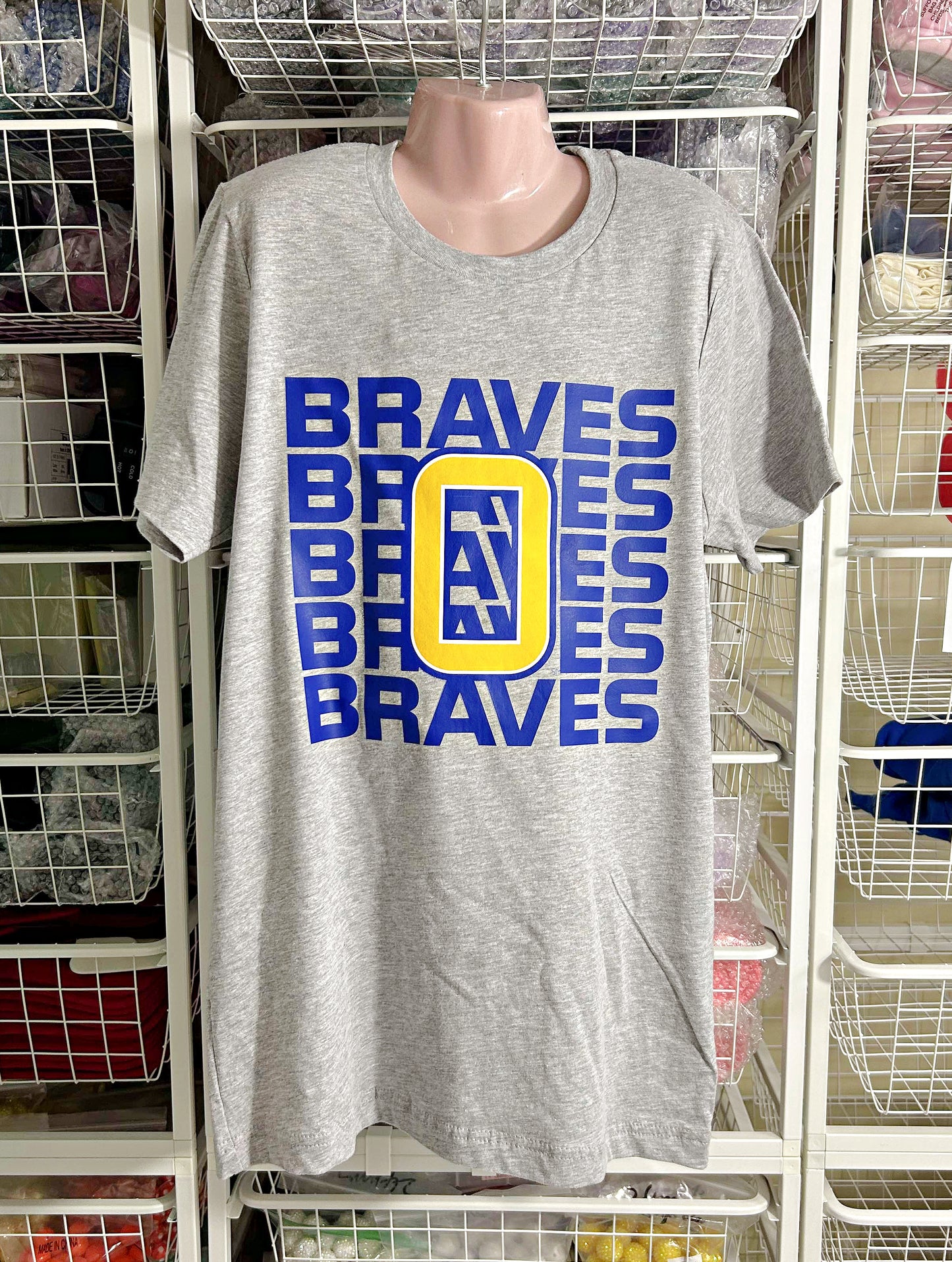 ADULT Grey Bella & Canvas Unisex Heather T-Shirt Olentangy Braves Braves Braves