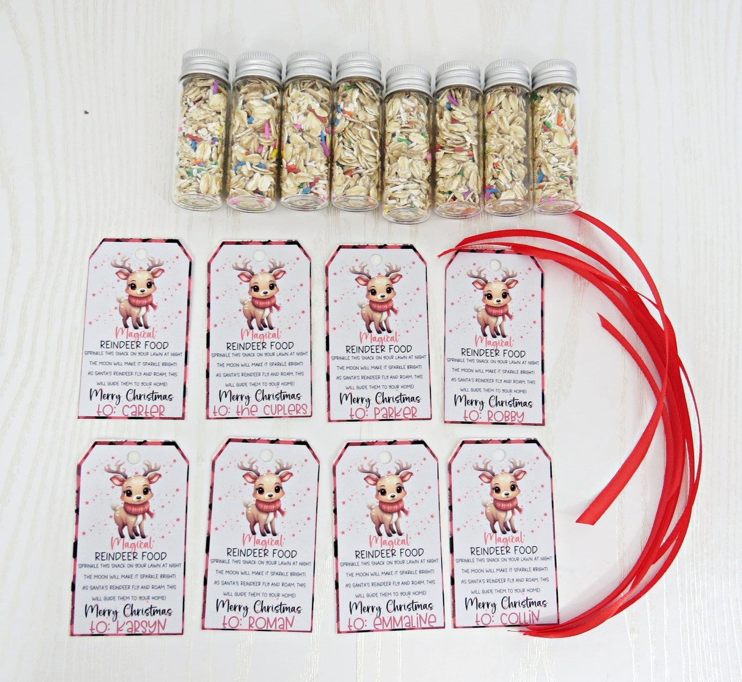 Personalized Magic Reindeer Food Treat Holder - Christmas Eve Food for Rudolph Party Favor - Classroom Favors - Gift for Him Her Boy Girl Note