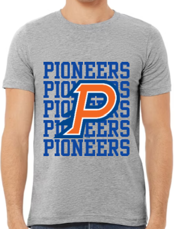 ADULT Grey Bella & Canvas Unisex Heather T-Shirt Olentangy Orange Pioneers Pioneers Pioneers