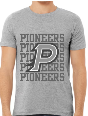 ADULT Grey Bella & Canvas Unisex Heather T-Shirt Olentangy Orange Pioneers Pioneers Pioneers Dk Grey