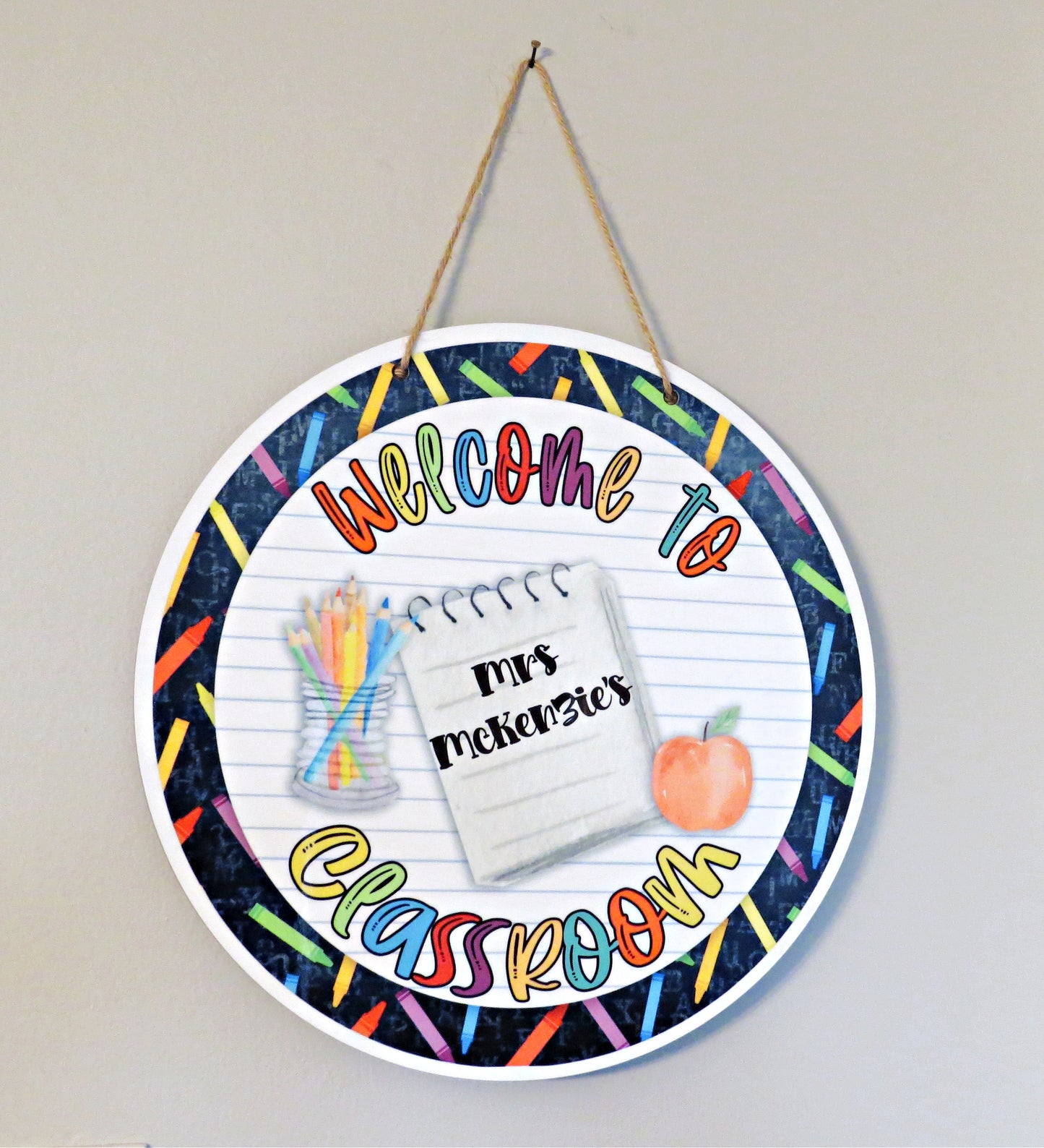 Personaled Teacher Door Hanger for Classroom - Welcome Sign - Appreciation Gift End of School - Back to School Decor Hanging Signs Teacher Supplies