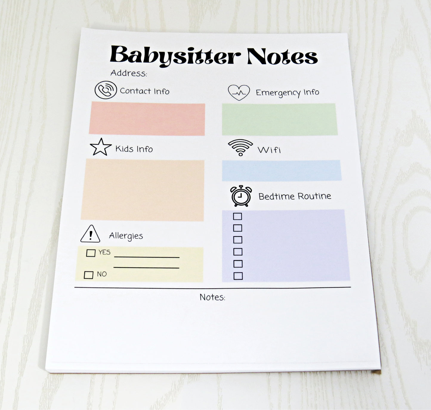 Babysitter Notepad B - Fridge Grocery List Note Pad - Refrigerator Planner Weekly - Emergency Phone Numbers - Address Allergies Information - 52 Page All Out of Notepad Weekly Planner