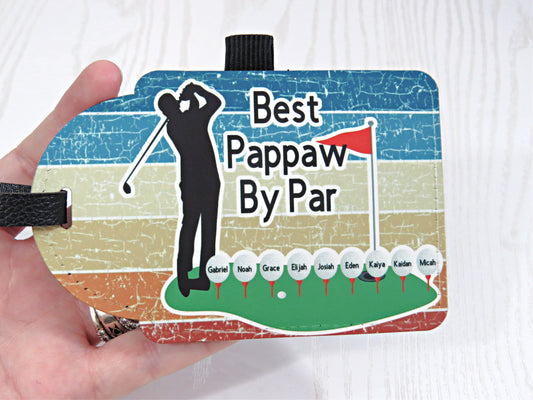 Personalized Golf Tee Holder with Kids Names For Men - For Golf Bags - Custom Gift - Funny - Best Dad by Par - Grandpa - Birthday Fathers Day Gift