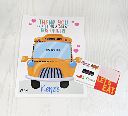 Bus Driver Gift Card Holder - End of Year Appreciation Gift - Unique Busman Card - Thank You Card