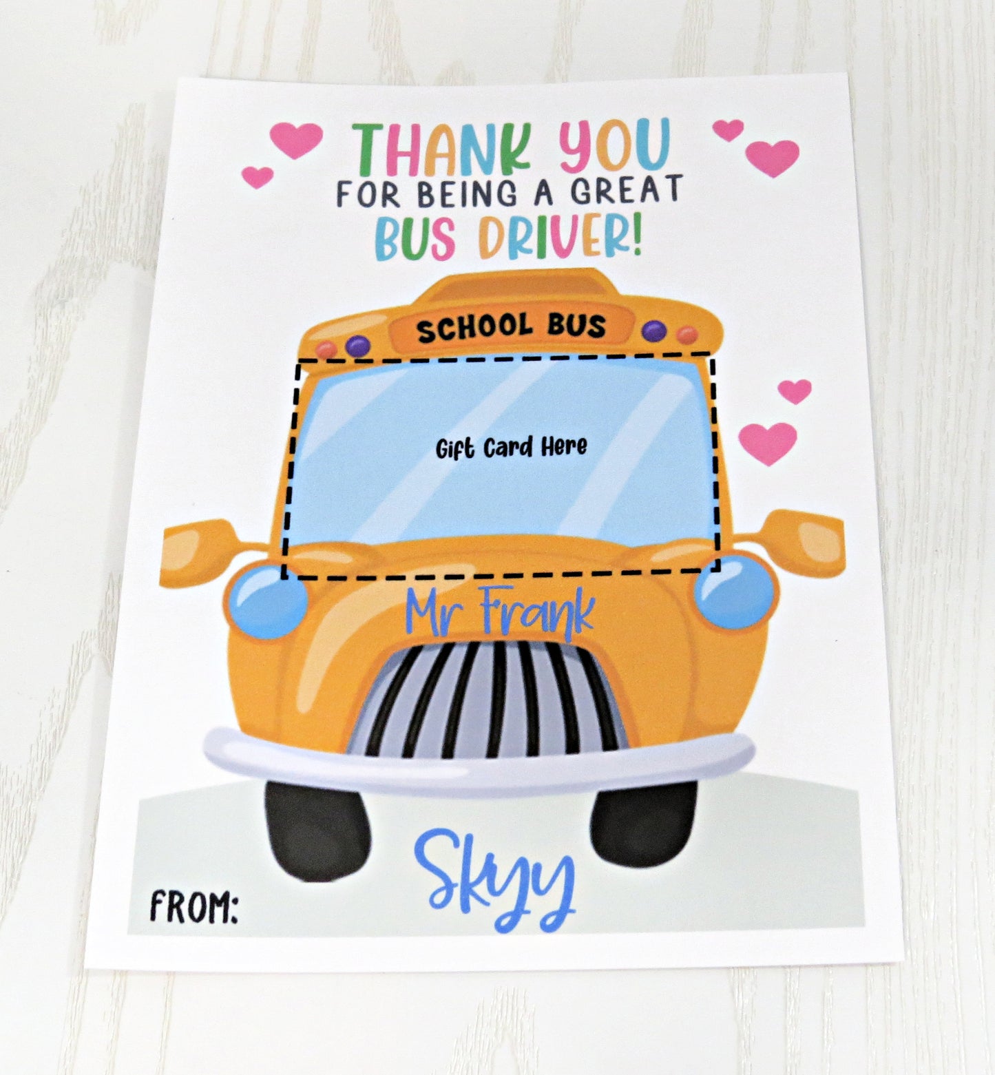 Bus Driver Gift Card Holder - End of Year Appreciation Gift - Unique Busman Card - Thank You Card