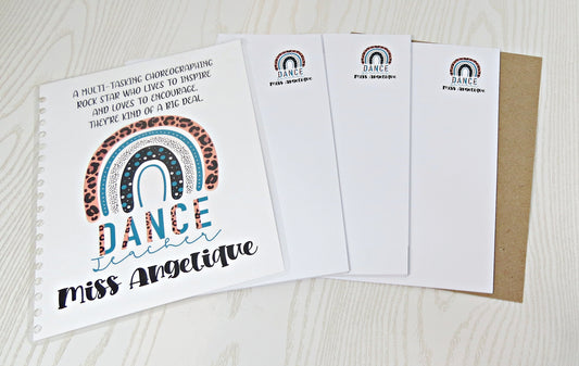 Personalized Dance Teacher Appreciation Spiral Notebook - Teach Love Inspire Custom Teacher Gifts & School Supplies - Great for Classroom or Home Use - Weekly Planner Note Pad