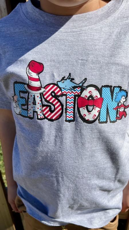 Kids Dr Seuss Themed Tee - Personalized Seuss Name Tee - Reading Week