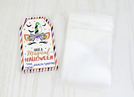 Personalized Unicorn Halloween Treat Bags - Unique Halloween Gift for Kids School- Just Add Candy Greeting Cards - Gift for Him Her Boy Girl Note