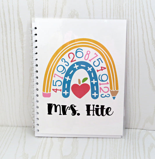 Personalized Math Teacher Appreciation Spiral Notebook - Custom Gifts & Supplies - Great for Work or Home Use - Weekly Planner Note Pad Thank you Gift