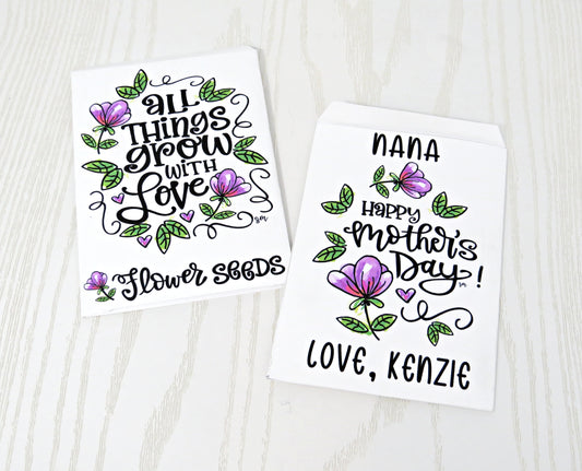 Mothers Day Flower Seed Packet Card Personalized - Unique Card for Moms - Grandma Mom Nana Nanny Greeting Cards - Moms Day Gift