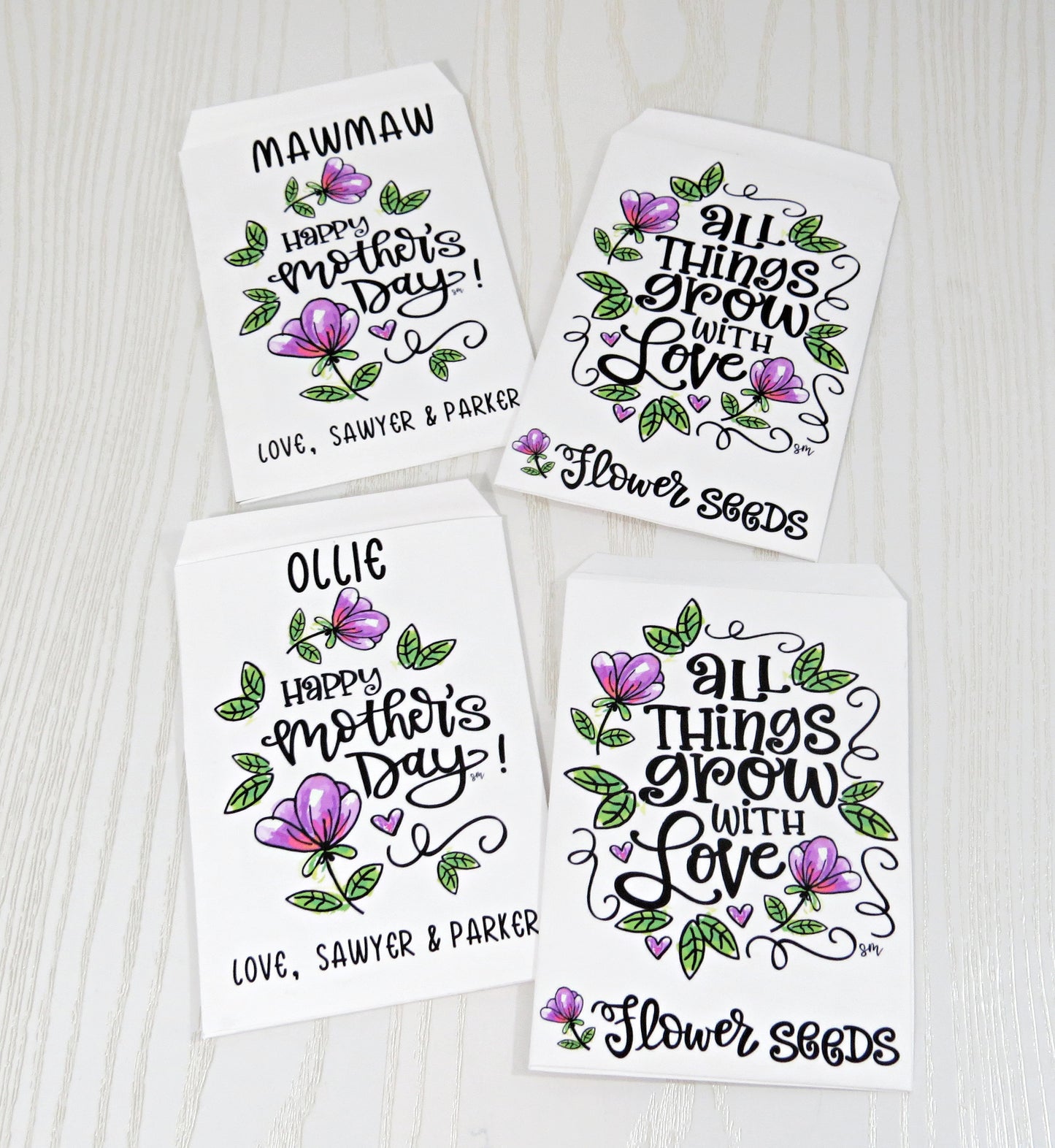 Mothers Day Flower Seed Packet Card Personalized - Unique Card for Moms - Grandma Mom Nana Nanny Greeting Cards - Moms Day Gift