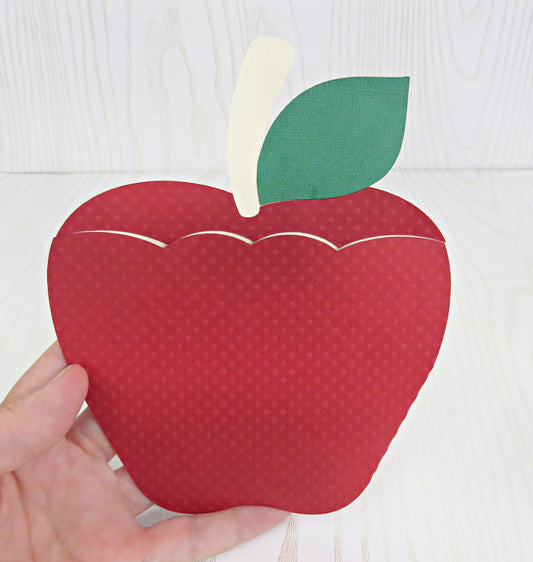 Teacher Apple Gift Card Holder Textured - Unique Money Holder for Gift Card - Thank You Greeting Cards - Teacher Gift - End of School Year Gift